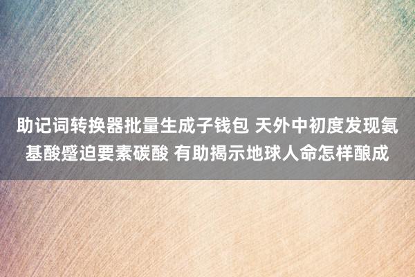 助记词转换器批量生成子钱包 天外中初度发现氨基酸蹙迫要素碳酸 有助揭示地球人命怎样酿成