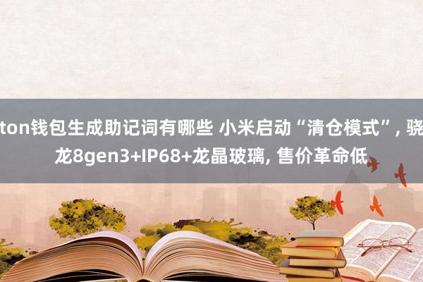 ton钱包生成助记词有哪些 小米启动“清仓模式”, 骁龙8gen3+IP68+龙晶玻璃, 售价革命低