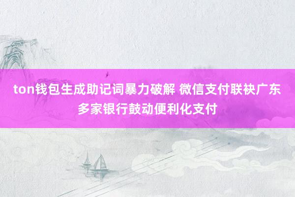 ton钱包生成助记词暴力破解 微信支付联袂广东多家银行鼓动便利化支付